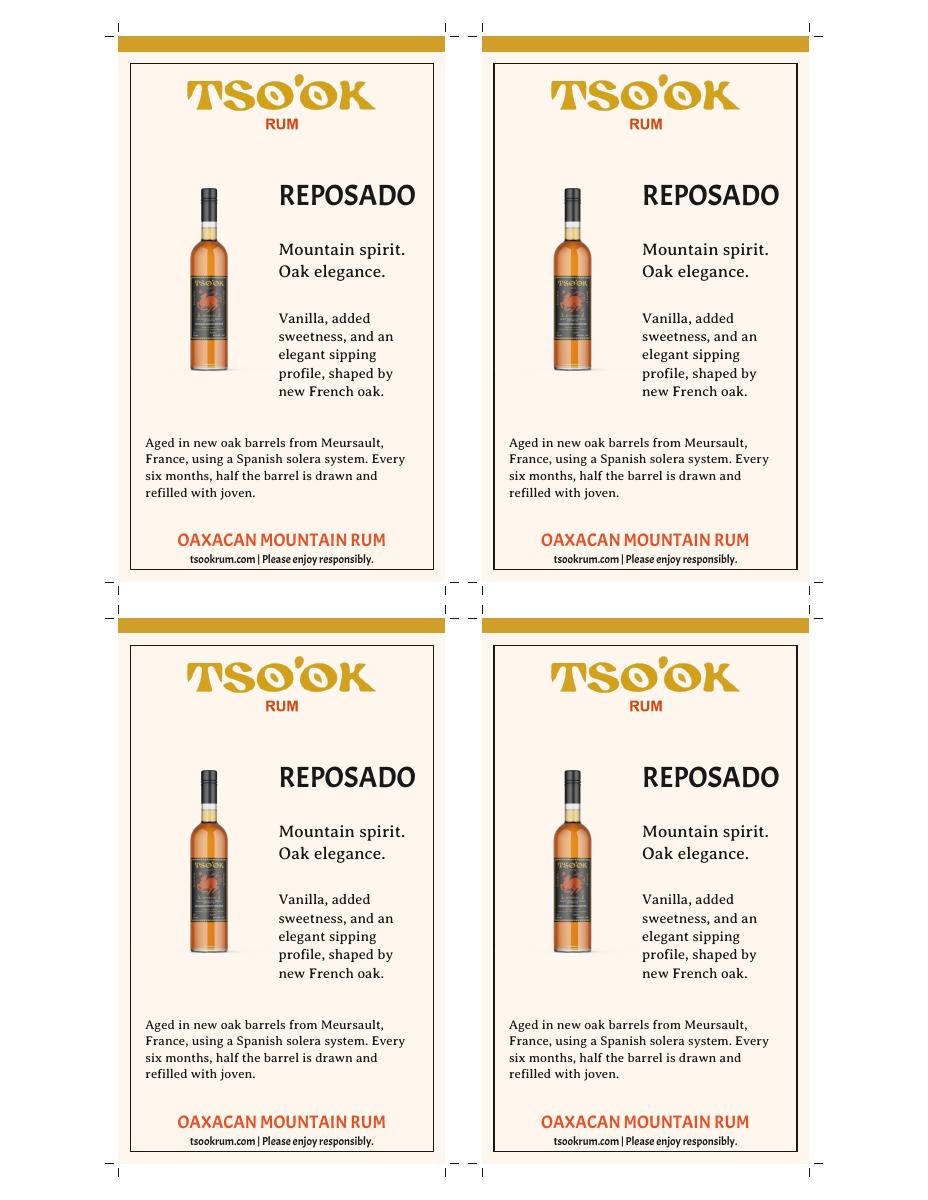 Tso’ok reposado Shelf talker print sheet layout